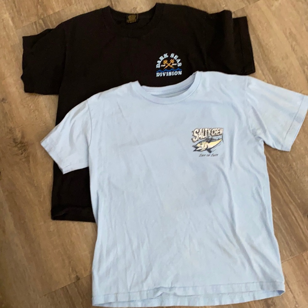 Two Salty Crew boys tees. Size M.